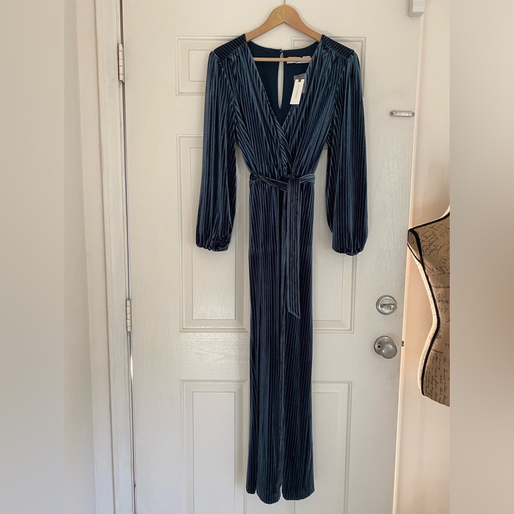 Blue/teal velvet Anthropologie jumper size L